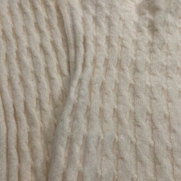 Talbots Soft Cream 100% Wool Cable Knit Luxury Scarf neutral chunky vintage - Picture 3 of 6